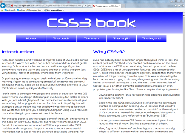 A simple two column layout provided as a fallback for browsers that don’t support CSS regions