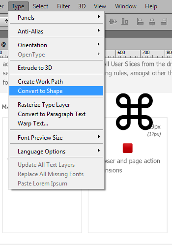 Make a vector shape of your text layer to fine tune the icon shape