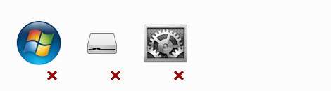Examples of system icons and software vendor icons that you should not use