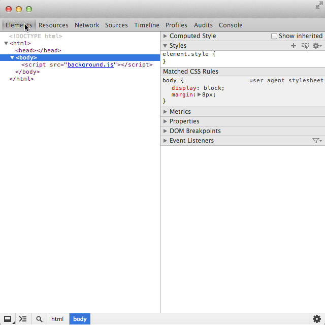 Debugging with web inspector