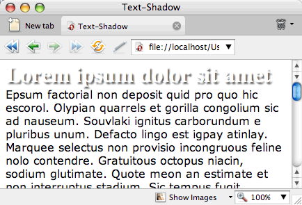 A text shadow applied to the heading