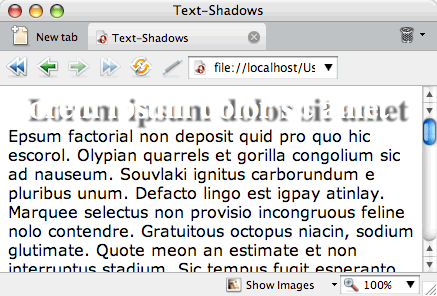 The text shadow has moved to the right of the text