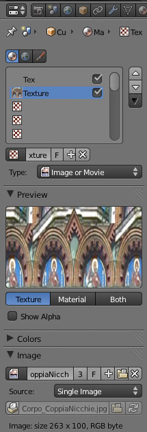 Default view, Textures tab apply image as texture screenshot