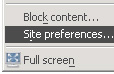 Screenshot: Site preferences