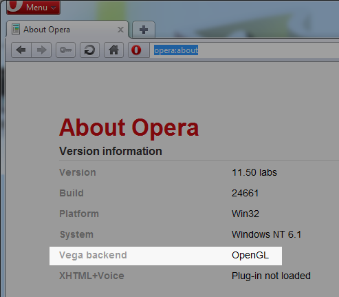 opera:about showing the new Vega backend entry